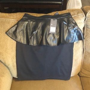 NWT peblum faux leather midi skirt